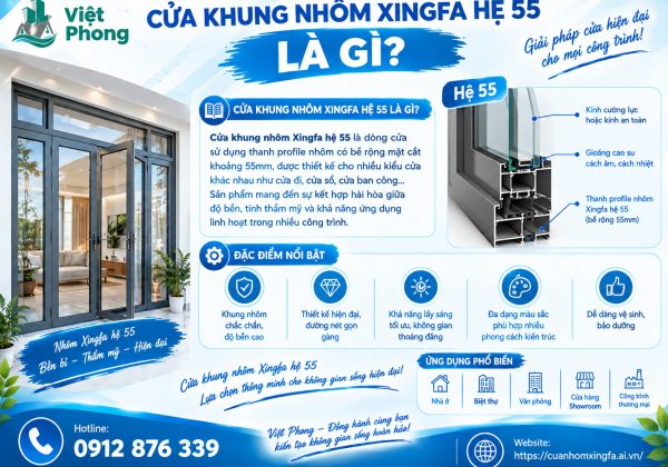 Cửa khung nhôm Xingfa hệ 55 là gì?